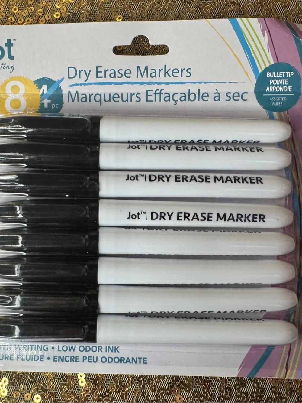 Jot Dry Erase Markers - Black and White Bullet Tip (8 pc)